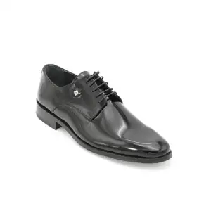 8003-2 Fosco Hakiki Deri Erkek Klasik Ayakkabı Siyah Rugan