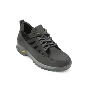 6068 Pepita Deri Spor Erkek Ayakkabı Siyah Nubuk