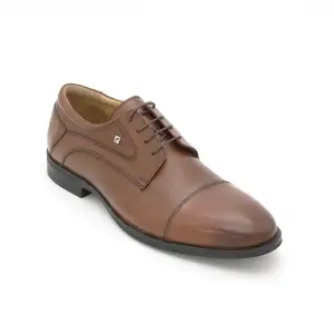 1594 Fosco Hakiki Deri Büyük Boy Erkek Ayakkabı Taba Kauçuk