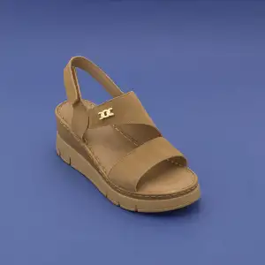 ASY 1127 Hakiki Deri Dolgu Topuk Bayan Sandalet Kapuçino Süet