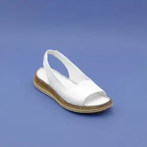 EKN 016 Hakiki Deri Bayan Sandalet Beyaz