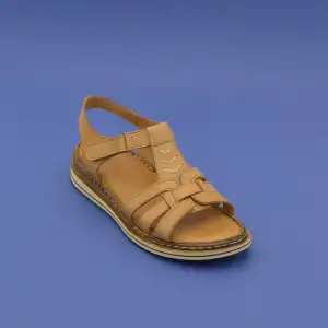 EKN 017 Hakiki Deri Bayan Sandalet Taba