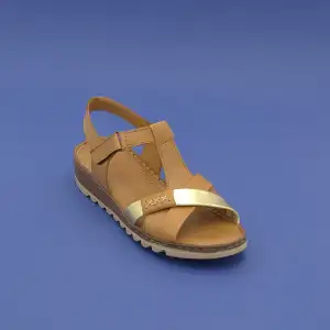 EKN 207 Hakiki Deri Bayan Sandalet Taba