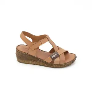 EKN 207 Hakiki Deri Bayan Sandalet Taba