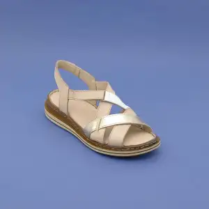 EKN 295 Hakiki Deri Bayan Sandalet Bej