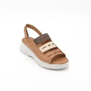 EKN 326 Hakiki Deri Bayan Sandalet Taba