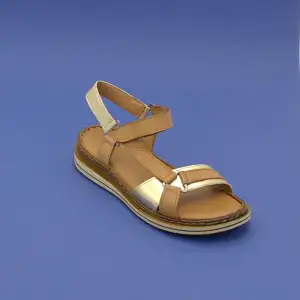 EKN 413 Hakiki Deri Bayan Sandalet Taba