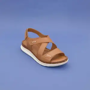 İZZ 1716 Hakiki Deri Bayan Sandalet Taba