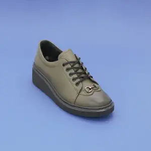 NHR 154 Hakiki Deri  Günlük Bayan Ayakkabı Haki