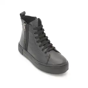 OKR 2182 Hakiki Deri Günlük Bayan Bot Siyah