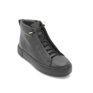 OKR 2402 Hakiki Deri Günlük Bayan Bot Siyah