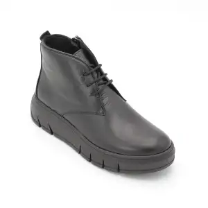 OLA 045-18  Hakiki Deri Günlük Bayan Bot Siyah