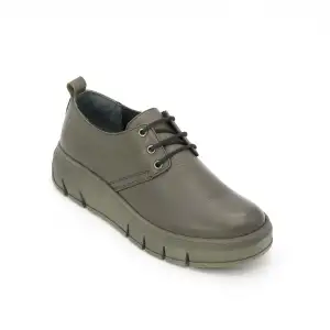 OLA 745-18  Hakiki Deri Günlük Bayan Ayakkabı Haki