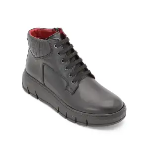 OLA 918-18  Hakiki Deri Günlük Bayan Bot Siyah