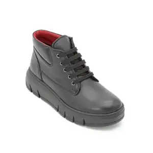 OLA 950-18  Hakiki Deri Günlük Bayan Bot Siyah