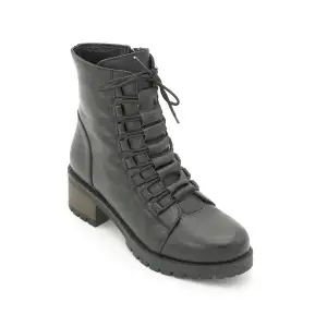 Pepita 7282 Hakiki Deri  Bayan Bot Siyah