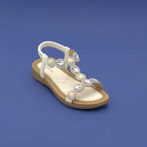 Pepita B306 Taşlı Bayan Sandalet Beyaz