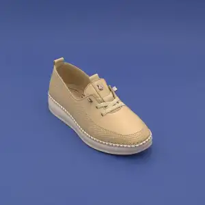 Pepita Z083 Hakiki Deri  Yazlık Bayan Ayakkabı Bej