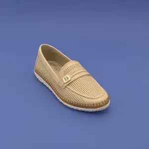 Pepita Z142 Hakiki Deri  Yazlık Bayan Ayakkabı Bej