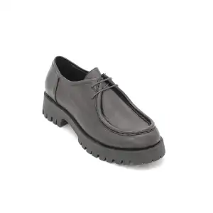 PUR 10599 Hakiki Deri  Günlük Bayan Ayakkabı Siyah