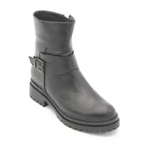 PYZ 907 Hakiki Deri Günlük Bayan Bot Siyah