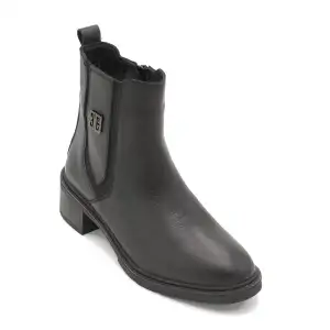 SRK 11031 Hakiki Deri Klasik Bayan Bot Siyah