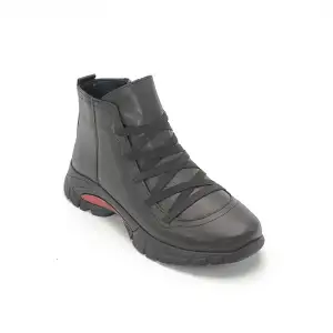 SRK 12362 Hakiki Deri Günlük Bayan Bot Siyah