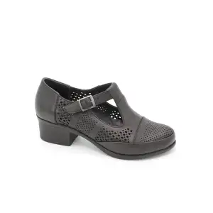 SRK 24565 Hakiki Deri Bayan Ayakkabı Siyah