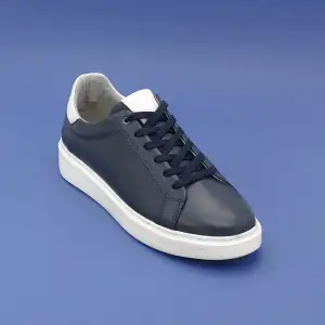 SRK 31250 Hakiki Deri Lacivert Spor Klasik Erkek Ayakkabı Beyaz Taban