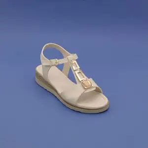 SRK 35239 Suni Deri Taşlı Bayan Sandalet Bej