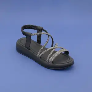 SRK 35250 Taş Bantlı Bayan Sandalet Siyah