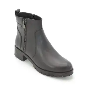 SRK 4663 Hakiki Deri Günlük Bayan Bot Siyah