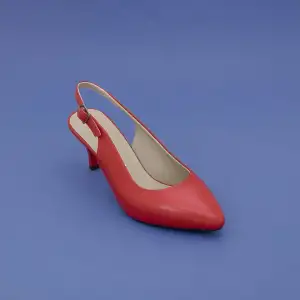 VDT 23 Hakiki Deri Arka Açık 6 cm Topuklu Bayan Ayakkabı Kırmızı