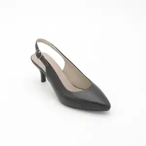 VDT 23 Hakiki Deri Arka Açık 6 cm Topuklu Bayan Ayakkabı Siyah