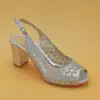 4989 Abiye Bayan Ayakkabı Gümüş 7 cm