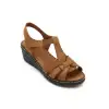 05 YVZ Hakiki Deri Bayan Sandalet Taba