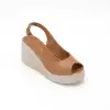18006 PKR Hakiki Deri Bayan Sandalet Taba