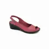 402 İZZ Hakiki Deri Bayan Sandalet Bordo