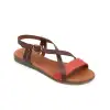 313 BLT Hakiki Deri Bayan Sandalet Taba Kırmızı
