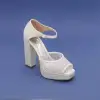 6161 Abiye Bayan Ayakkabı Sedef 30mm platform 13 cm