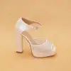 6161 Abiye Bayan Ayakkabı Sedef 30mm platform 13 cm