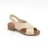 6004 İZZ Hakiki Deri Bayan Sandalet Bej