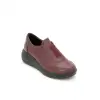 3020 NDR Hakiki Deri Üstten Lastikli Bayan Ayakkabı Bordo