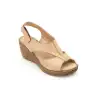 1240 HSN Hakiki Deri Bayan Sandalet Bej
