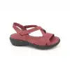 1416 HSN Hakiki Deri Bayan Sandalet Bordo