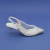 5371 Abiye Bayan Ayakkabı Gümüş Cinderella 7 cm