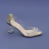 GKH Şeffaf Bayan Ayakkabı 8 cm Platin
