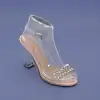 GKH Şeffaf Bilekten Bağlı Bayan Ayakkabı 10 cm Ten