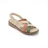 1002 İZZ Hakiki Deri Bayan Sandalet Bej Multi