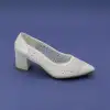 265 HLO Taşlı Bayan Ayakkabı 6 cm Sedef